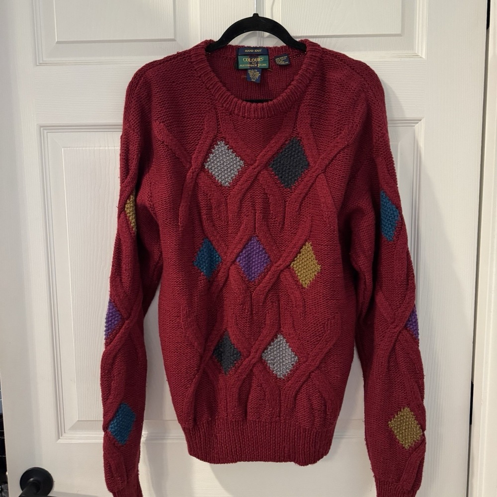 Vintage Colours By Alexander Julian Sweater Mens‎ L Multicolor Chunky Knit 90s